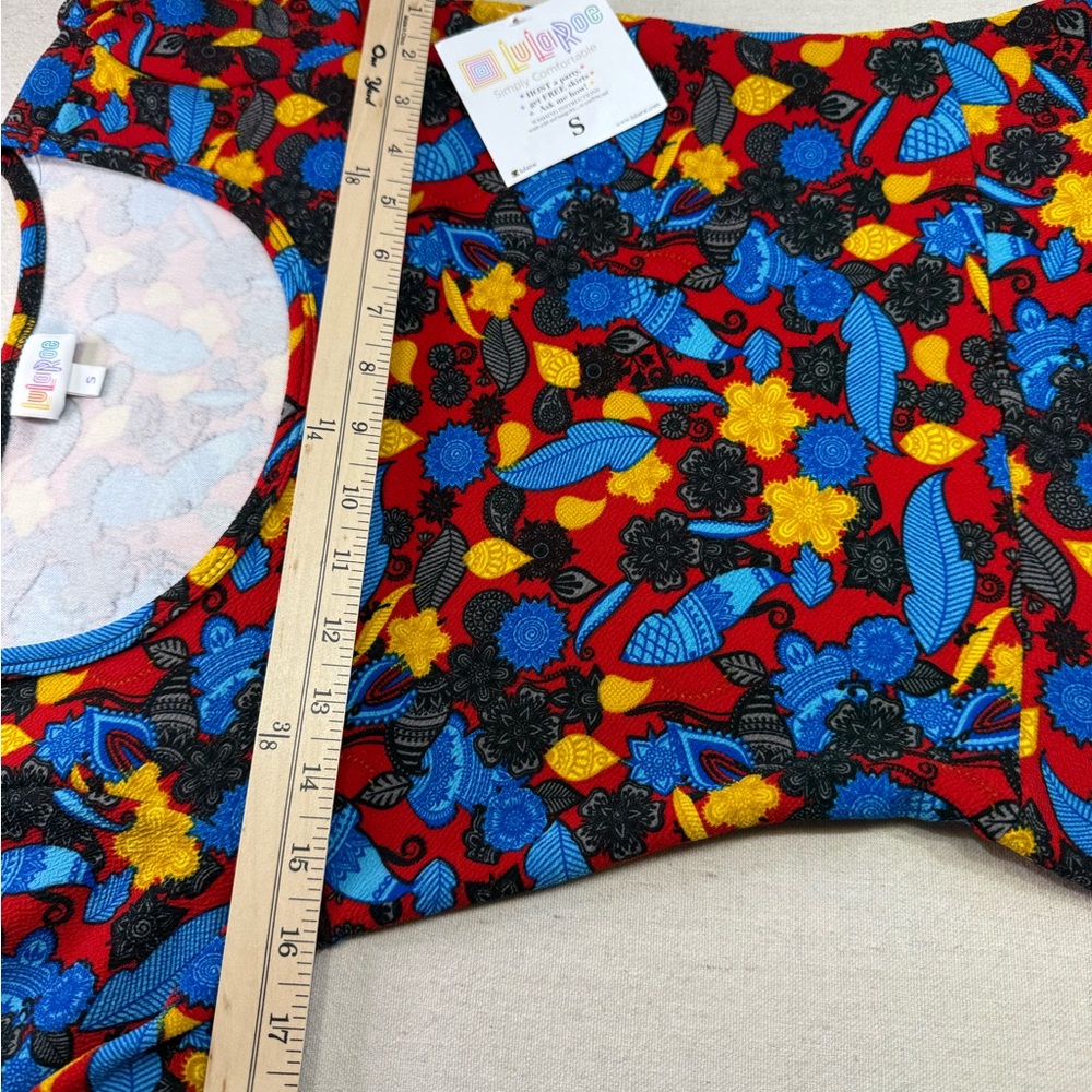 🌵 2/$20 LuLaRoe - Nicole - Blue & Red Patterned Dress - NWT - Size Small - Picture 8 of 12